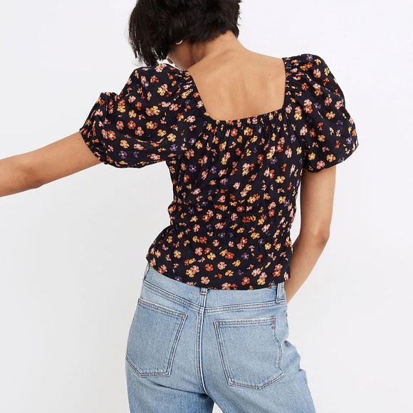 Madewell | Smocked-Waist Crop Top in Aloha Floral - Picture 7 of 8